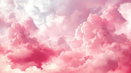 Fototapeta premium Pink fluffy stormy cumulus clouds background 16:9 ratio