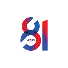 81, 81st Years Anniversary Logo, 81 Logo birthday,  Vector Template Design element for birthday, invitation, wedding, jubilee and greeting card illustration.