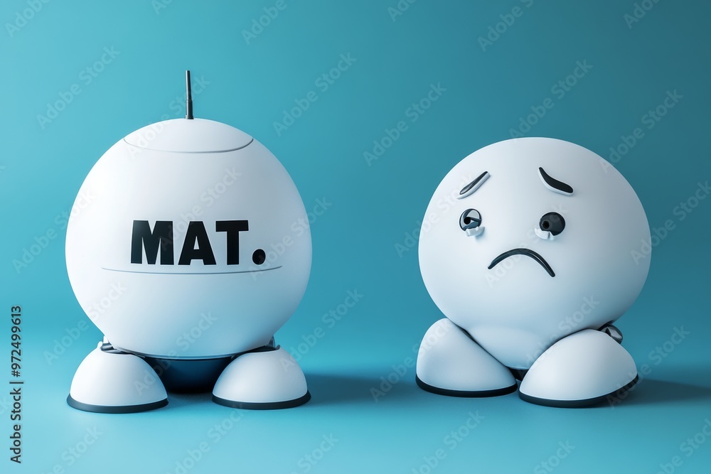 Poster a set of cute robots with ai errors and crashes