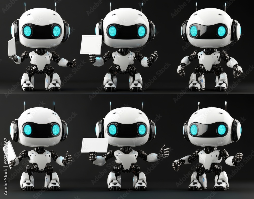 Poster the robot innovation technology science emotion. isolated robotic technology illustration. animated 