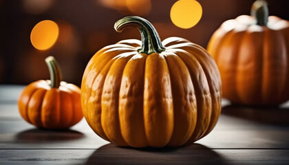 Big orange pumpkin close up, ai