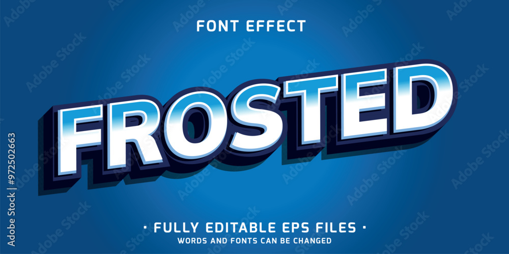 Poster simple and bold 3d style text effect in white frosted color