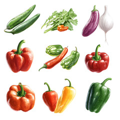 set of vegetables isolated