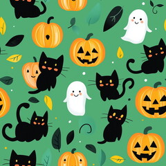 Colorful Halloween Pattern with Autumn Vibes