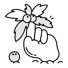 Palm tree icon in drawing style 