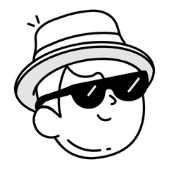 A drawing style icon of beach boy 