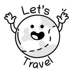 Lets travel icon in drawing style