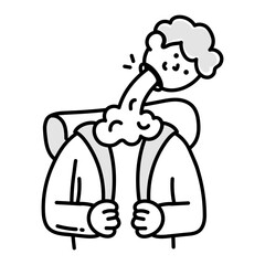 Tired traveller icon in drawing style 