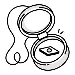 A doodle style icon of a compass 
