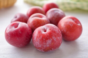 Plum  on white background, healthy fruit