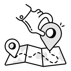 Map icon in drawing style 