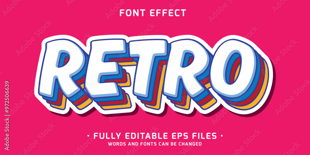 Poster retro text effect in multiple color and layer