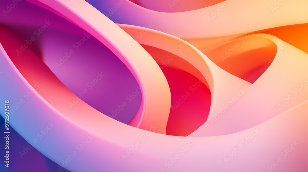Poster abstract colorful 3d design with overlapping curves.