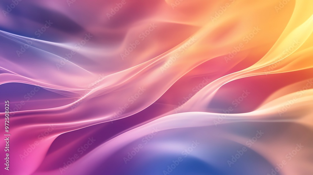 Poster abstract background with smooth, flowing lines in a spectrum of warm colors.