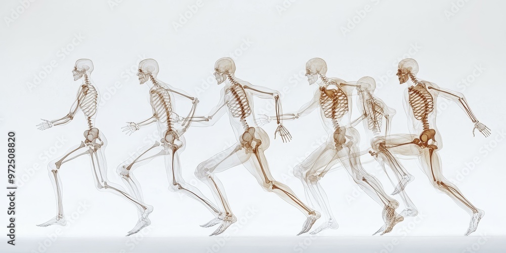 Poster Skeletal figures running in sequence.
