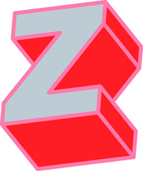 Retro Comic Style Alphabet Bold Vector Letter Z in Pink and Red