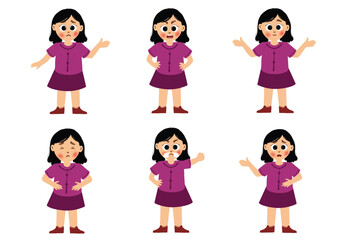 cute little girl in various expressions and movements