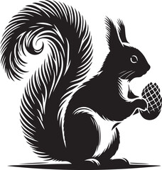 Obraz premium Squirrel silhouette vector illustration white background..GENERATIVE AI.