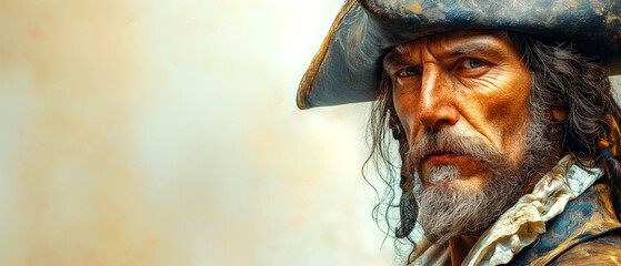 Pirate Captain with Blank Space for Text	