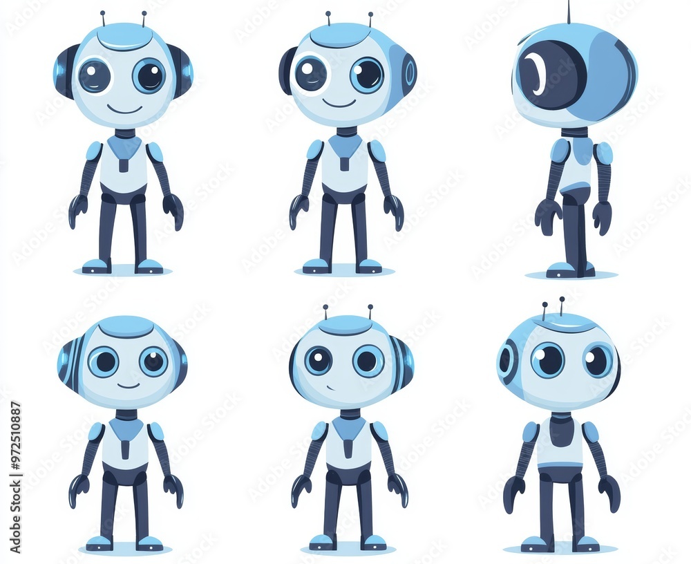 Poster a cartoon robot animation kit. includes a cryptonetica robot pose for a frame sequence, electric mac