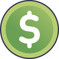 Green circle with a white dollar sign, symbolizing money, finance, and economy.