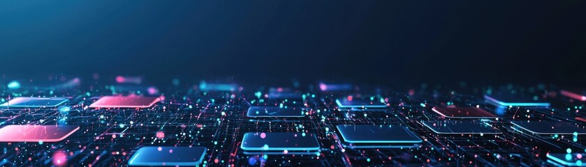 The Future is Now  Abstract Technology Background with Glowing Lines and Dots.