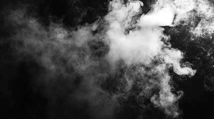 Fototapeta premium smoke steam isolated black background, White Fog or smoke on black background.