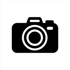 Photo camera vector icon silhouette vector illustration design on white background.