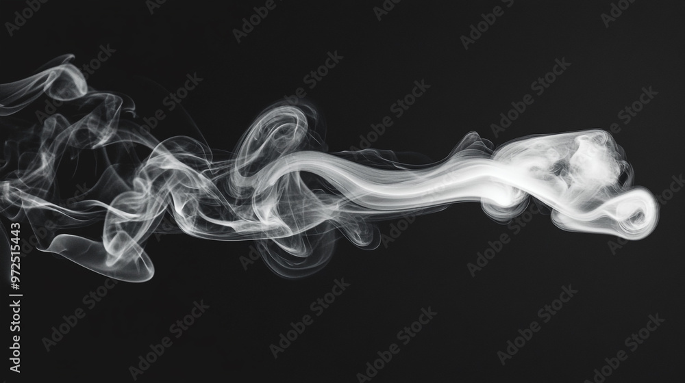 Wall mural steam on black background, set of white smoke on black background