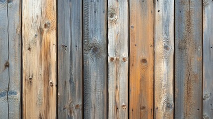 Fototapeta premium Weathered wood planks with natural variations in color and texture.