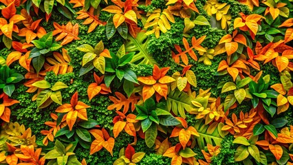 Fototapeta premium In harmony, bright orange and yellow blend with green vegetation, producing a striking camouflage effect that blends