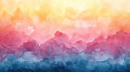 Fototapeta premium Vibrant Watercolor Abstract Background with Gradient Colors of Yellow, Pink, and Blue