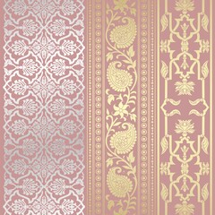 wedding card design, traditional paisley floral pattern , royal India	