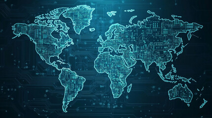 world map. Highly detailed map of the detailed borders of all countries in blue colors.