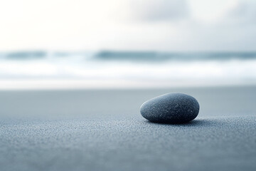 Stacked stones on a calm beach symbolizing balance and relaxation