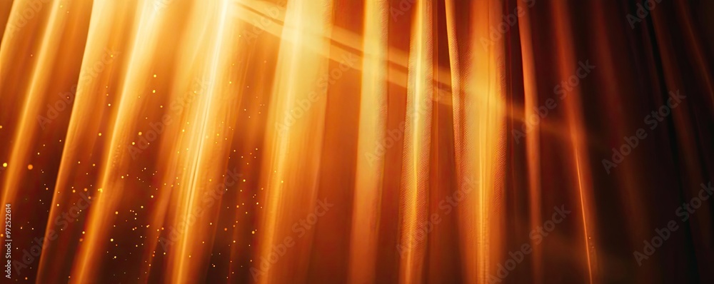 Poster a stunning display of golden sunlight filtering through sheer fabric, creating a warm and inviting a