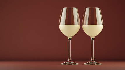Personalized wine glass set with engraved names, celebratory occasion, 3D illustration