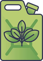 Illustration of a green fuel container with a plant symbol, representing bioethanol or biodiesel.