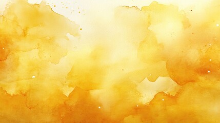 Sunny golden yellow watercolor background - Cheerful abstract ochre texture with warm splatters, ideal for optimistic upbeat designs like cards, posters, social media