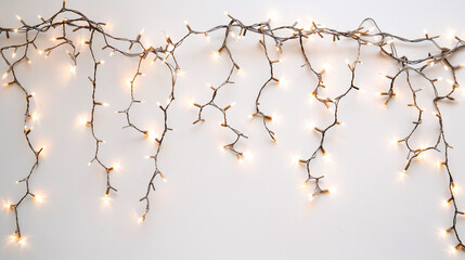 Christmas String Lights on White Background