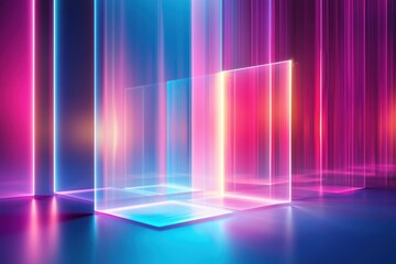 Abstract Neon Glow A Futuristic Dream in Pink and Blue.