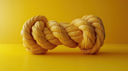 3d render cartoon knotte3d elastic hand holds heavy weight isolate3d on yellow background power lifting at home bodybuilding exercise extraordinary funny surrealistic clip art sport motivation