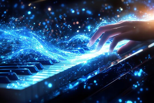 Each touch generates cascading waves of light and sound, enabling alien musicians to compose interdimensional melodies Illustration of generative AI