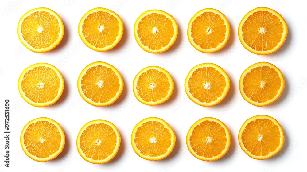 Poster fresh orange slices in a grid pattern.