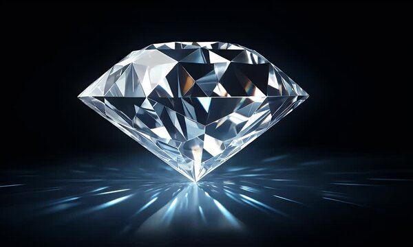Funkelnder Diamant mit Lichtreflexionen vor dunklem Hintergrund