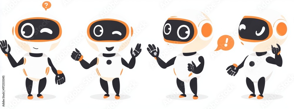 Poster neural network chatbot, ai servers and robots technology. cute robot chatbot.
