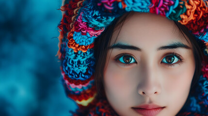 Young Chinese Model Ethnic Minority Village