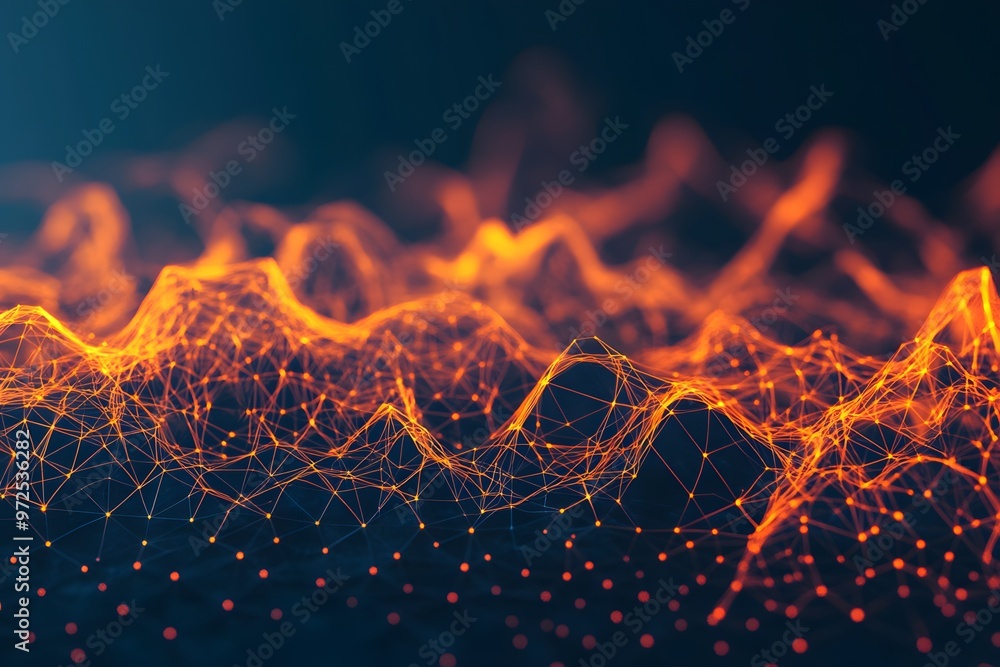 Poster a close up of a red and orange line pattern. the image has a futuristic and abstract feel to it