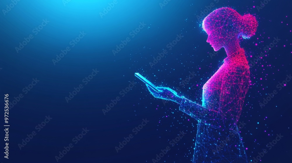 Aufkleber concept of stock and technology innovation in the modern business world. futuristic low poly wirefra