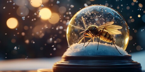 Obraz premium Snow globe with a trapped mosquito.